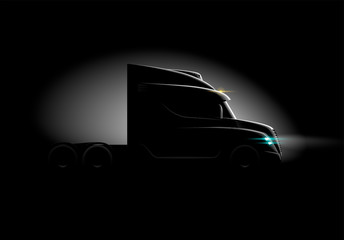 photorealistic truck in the dark in the light side viewphotorealistic truck in the dark in the light side view