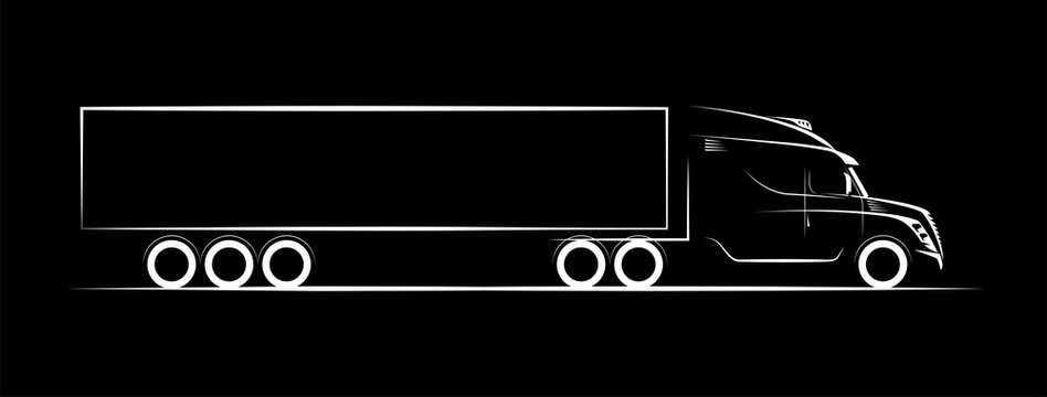 simple image of a truck on a dark background contour