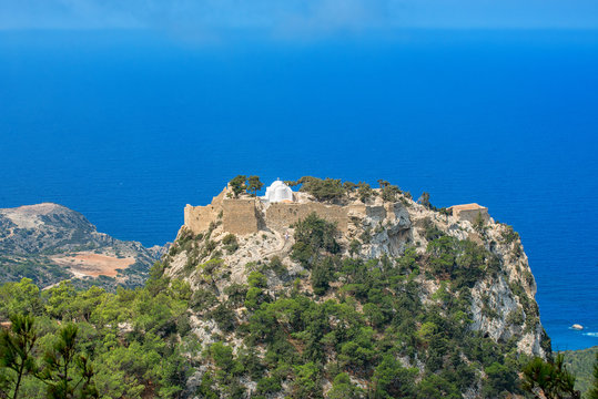 Monolithos Castle on Rhodes Island, Mediterranean Sea, Greece.