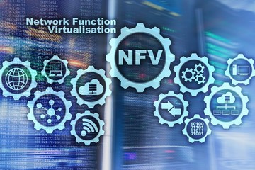 NFV Network Function Virtualization. Architecture Technologies Virtual Machines Concept.