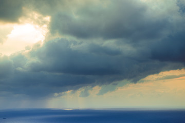 Evening sky with dark stormy clouds.