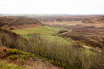 Fototapeta na wymiar The Hole of Horcum from Saltergate Bank in Winter, North York Moors National Park, Yorshire, England, UK.