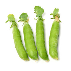Fresh peas isolated on white background 