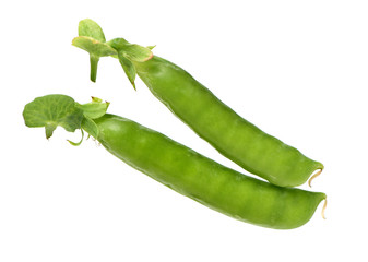 Fresh peas isolated on white background 