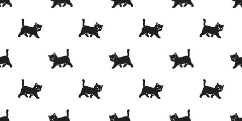 cat seamless pattern vector kitten calico walking cartoon scarf isolated tile background repeat wallpaper doodle illustration