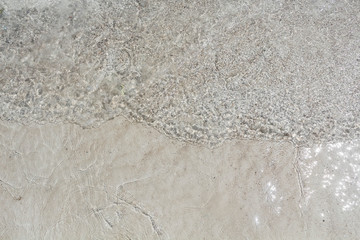 Abstract texture background from Sea waves on the beach with ripple pattern.