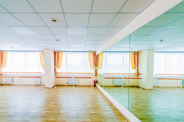  Interior training gymnastic dance hall with mirrors