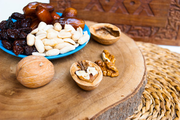 East healthy sweet dried fruits. Traditional arabic dessert.
