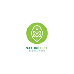 Nature Technology Logo Design Vector