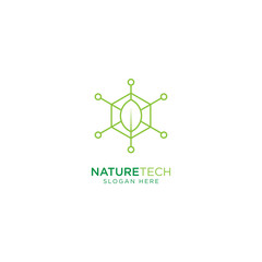 Nature Technology Line Outline Monoline Logo Design Vector