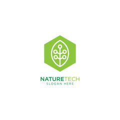 Nature Technology Logo Design Vector