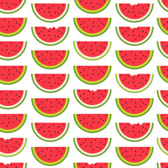 Fresh fruits, hand drawn backdrop. Colorful wallpaper vector. Seamless pattern with ripe watermelons. Decorative illustration, good for printing. Overlapping background design