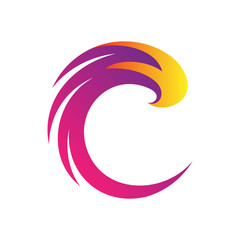 monogram/initial letter c logo design with fire swoosh shape © cahyo