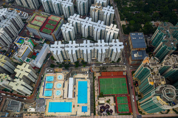Obraz premium Top down view of Hong Kong residential district