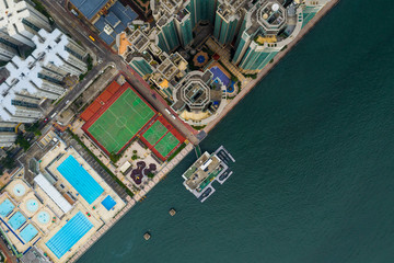 Obraz premium Top down view of Hong Kong residential district