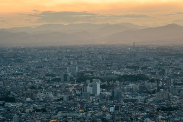 東京の都市風景　池袋から見る夕方の空４