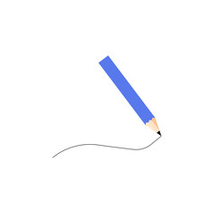 blue pencil drawing line vector illustration isolated on white background