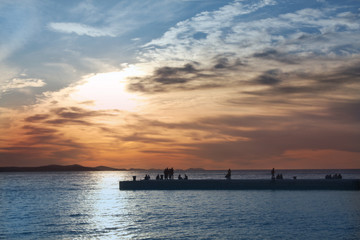 Fototapeta na wymiar Sunset on Adriatic Sea. Zadar Croatia.
