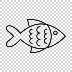 Fish sign icon in transparent style. Goldfish vector illustration on isolated background. Seafood business concept.