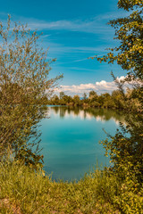 Beautiful view with reflections near Wallersdorf-Bavaria-Germany