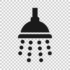 Obraz premium Shower sign icon in transparent style. Bathroom water device vector illustration on isolated background. Wash business concept.