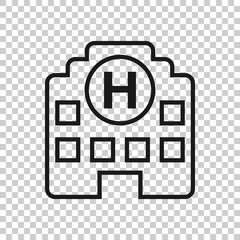 Hospital building icon in transparent style. Infirmary vector illustration on isolated background. Medical ambulance business concept.