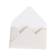 Elegant envelope for wedding day isolated on white