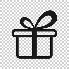 Gift box icon in transparent style. Present package vector illustration on isolated background. Surprise business concept.