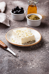 Fresh feta cheese with spices