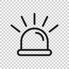 Emergency siren icon in transparent style. Police alarm vector illustration on isolated background. Medical alert business concept.