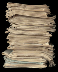 A stack of old newspapers.