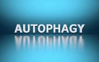 Word Autophagy on blue background