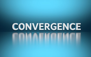 Scientific term Convergence written in white bold letters on blue background
