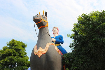 The temple with large statues (Wat Phrathat Rueang Rong temple), Sisaket, Thailand