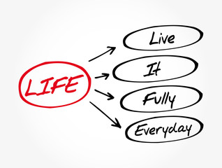 LIFE - Live It Fully Everyday, acronym business concept