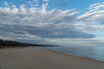 Evening on Mataro beach, Barcelona, Catalonia, Spain
