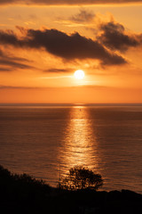 Sunrise over the sea in Marato, Barcelona, Catalonia, Spain