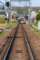 Fototapeta premium まっすぐ長く伸びる線路