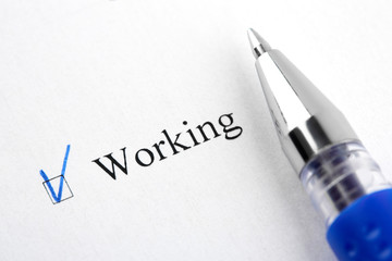 Working. Filling in the questionnaire, documents. The checkboxes are filled with a black pen on a white background. Questionnaire, survey.