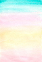 ABSTRACT BACKGROUND. Watercolor painting. White, pink, turquoise, yellow gradient  Digital art painting.