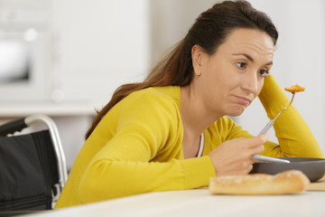 woman does not enjoy her lunch