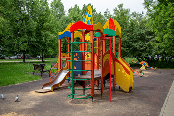 A children's playground, a slider located on the park. Moscow