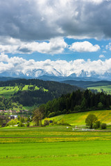High Tatra mountains range seen from Pieniny National Park in Poland