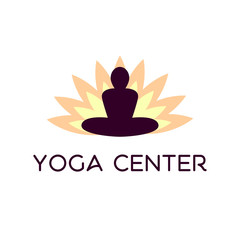 Yoga logo vector dark brown and yellow
