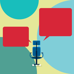 Executive chair sharing two blank square speech bubbles right left side