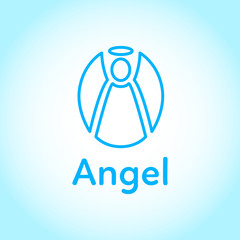 Angel blue outline vector logo 