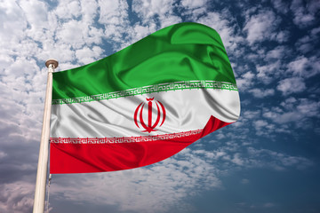 Iran flag waving in the wind