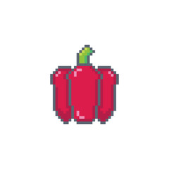 Pixel art bell peppericon.Vegetables vector sign for for web, mobile design and pixel games.