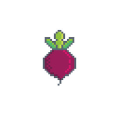 Pixel art beet icon.Vegetables vector sign for for web, mobile design and pixel games.
