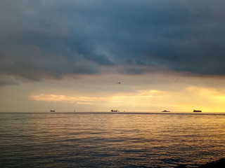 Beautiful sunset on the Kadikoy seafront in Istanbul, Turkey